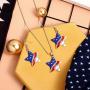 Flag Headband American USA Flag Star Pendant Necklace Independence Day Earrings Set