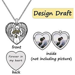 ROMANTIC WORK Heart Shape Locket Necklace That Holds Pictures Sterling Silver Photo Pendant Jewelry Memory Gift for Women, 18''+2'' Extension Rolo Chain