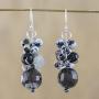 NOVICA Multi-Gem Quartz .925 Sterling Silver Cluster Earrings, Lovely Blend in Black