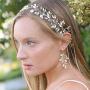 Mariell Bridal and Wedding Gold Handmade Dangle Earrings with Crystal Gems and Petite Freshwater Pearls