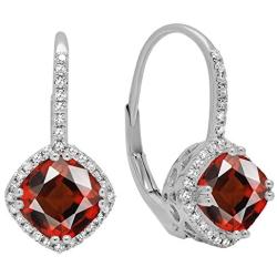 Dazzlingrock Collection 14K Ladies Halo Style Dangling Drop Earrings, White Gold