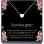 Granddaughter Jewelry Heart Necklace Gift from Grandma, Grandpa, Grandparents,''Braver, Smarter, Stronger, Loved'' Jewelry for Girls, Teens, Women