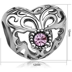 JMQJewelry Signature Heart Birthday Birthstone Jan-Dec Charms for Bracelets Mom Wife Sister Gifts