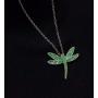 DMOMSA gem Green Exquisite Dragonfly Pendant Necklace Jewelry Gift Suitable for Birthday Party Anniversary Valentines Day