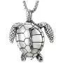 Stainless Steel Mens Womens Sea Turtle Tortoise Pendant Necklace, 30 inches Wheat Chain, Animal Love Stainless Steel Mens Womens Sea Turtle Tortoise Pendant Necklace, 30 inches Wheat Chain, Animal Love