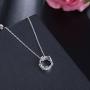 Kebaner Women 925 Sterling Silver Plated Crown Princess Pendant Necklace Austrain Crystal Jewelry