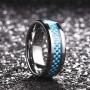 King Will GENTLEMAN 8mm Black/Blue Carbon Fiber Tungsten Carbide Wedding Band Ring Polished Finish Comfort Fit