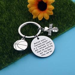 AKTAP Basketball Lover Gift Basketball Player Keychain Behind Every Fearless Player is A Fearless Coach Thank You Gift Basketball Gift for Coaches Team