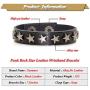 Xusamss Hip Hop Alloy Star Wristband Leather Cuff Bracelet,7.5inches