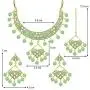 Aheli Ethnic Traditional Wedding Festive Wear Faux Kundan Floral Enamel Necklace with Maang Tikka Set Indian Bollywood Fashion Jewelry for Women Girls