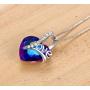 Esottia Love Heart Pendant Necklace for Women, Made with Sapphire Blue Swarovski Crystals September Birthstone Jewelry Gifts for Sister Girlfriend Wife Mother (18''+2'', Silver-Tone)