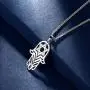 Beautlace Hamsa Hand of Fatima Necklace Silver/18K Gold/Black Gun Plated Star of David Hexagon Pendant with Cubic Zirconia Jewelry for Men and Women KP0051