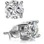 Genuine Sterling Silver Birthstone Stud Earrings 6mm 0.84 Carat Created Diamond or Gemstone Hypoallergenic Nickel Free Jewelry Birthday Women Girls Men Gifts
