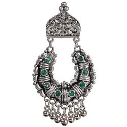 Bodha Antique Oxidised Silver Afghani Drop Earrings for Women & Girls (SJ_1344)
