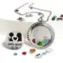 AZNECK 30mm Jack and Sally Nightmare Before Christmas Necklaces Halloween Locket Kids Floating Charms Pendant Gifts for Women Girls Men Boys Birthstone Jewelry