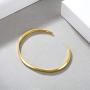 E Thin Open Cuff Bracelet, 18K Gold Plated Couples Oval Love Bracelets, Plain Polished & Inlaid AAA Cubic Zirconia Open Cuff Bangle Jewelry Gift for Women -Gold