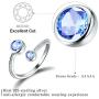 Esberry, Sweet 16 Gifts for Girls, 925 Sterling Silver Birthstone Adjustable Rings Birth Month Open Rings Birthday Gift for Teen Girls Women