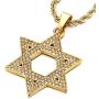 Mens Women Large Star-of-David Pendant Necklace with Cubic Zirconia, Stainless Steel