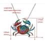 Charm Colorful Enamel Sea Animal Necklace Silver Tone Cute Enamel Choker Sea Crab Fashionable Necklaces for Women Girls Unique Jewelry Gift and Souvenir