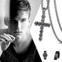 EVBEA Cross Necklace for Men and Women Long Gothic Jewelry Cool Skull Rock Punk Black Necklaces with Stainless Steel Chain