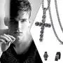 EVBEA Cross Necklace for Men and Women Long Gothic Jewelry Cool Skull Rock Punk Black Necklaces with Stainless Steel Chain