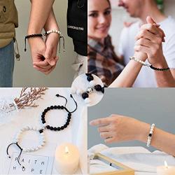KINGSIN Couples Magnetic Mutual Attraction Bracelets Matte Agate Bracelet Vows of Eternal Love Charms Adjustable Jewelry Gifts Set for Lover Women Men