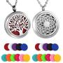 HooAMI Aromatherapy Essential Oil Diffuser Necklace - Stainless Steel Message Pendant Locket Jewelry,12 Refill Pads