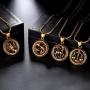 Hipunk Zodiac Pendant Necklace for Men - Star Sign Horoscope Pendant 12 Constellation Necklace 316L Stainless Steel Astrology Birthday Gifts Mens Women Jewelry
