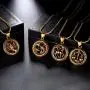 Hipunk Zodiac Pendant Necklace for Men - Star Sign Horoscope Pendant 12 Constellation Necklace 316L Stainless Steel Astrology Birthday Gifts Mens Women Jewelry