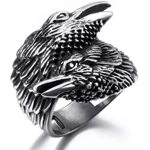 Elfasio Viking Crow Ring Nordic Men Stainless Steel Vintage Rings US Size 8-13 Elfasio Viking Crow Ring Nordic Men Stainless Steel Vintage Rings US Size 8-13