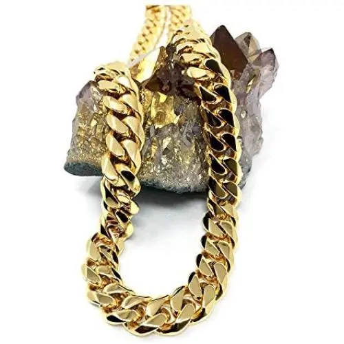 11MM Gold Cuban Chain Necklace for Men Women 14K Real Gold Plated Diamond Cut. 14Kt Hip Hop Chain 11MM Gold Cuban Chain Necklace for Men Women 14K Real Gold Plated Diamond Cut. 14Kt Hip Hop Chain