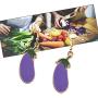 AKTAP Vegetarian Jewelry Vegan Earrings Eggplant Hook Dangle Earrings Gift for Vegan Veganism Gift