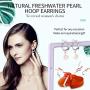 Freshwater Pearl Hoop Earrings 925 Silver Needle Platinum Plated Drop Dangle Earring Jewelry For Women Girls