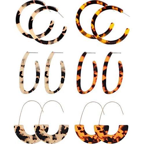 papasgix Acrylic Earrings Statement Earrings Minimalist Bohemian Geometric Octagon Resin Hoop Drop Dangle Fashion Earrings Gifts for Women Girls