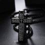 Jstyle 2Pcs Stainless Steel Black Dog Tag Cross Necklace Pendant Necklace for Men Lords Prayer Necklace Military Tag with Rolo Chain Wheat Chain