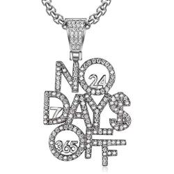 LC8 Jewelry Hip Hop Iced Out No Day OFF Pendant Chain Fashion Creative Necklace for Men Women
