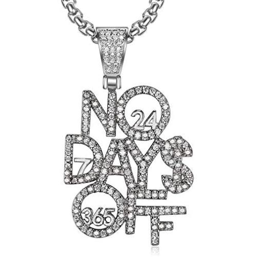 LC8 Jewelry Hip Hop Iced Out No Day OFF Pendant Chain Fashion Creative Necklace for Men Women