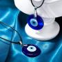 Yaomiao Evil Eye Necklace with Evil Eye Bracelet Set, 2 Pieces Amulet Lucky Bracelets with Card, 2 Pieces Evil Eye Pendant Necklaces Turkish Blue Necklace for Women Men Girls Boys