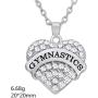 Lemegeton Heart Crystal Gymnastics Charm Chain Necklace Jewelry for Gymnast/Gymnastic Coaches&Teams (White)