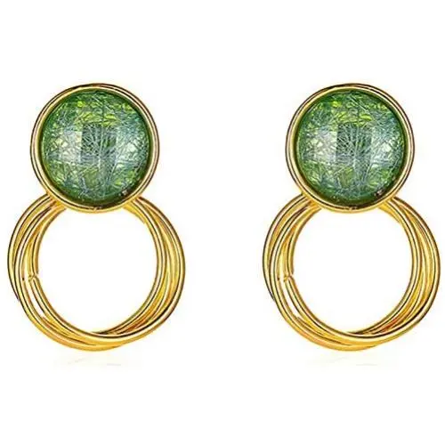 coadipress Green Round Stud Earrings for Women Girls Fashion Gold Plated 925 Sterling Silver Dipped Circle Dangle Drop Geometric Brushed Statement Earrings coadipress Green Round Stud Earrings for Women Girls Fashion Gold Plated 925 Sterling Silver Dipped Circle Dangle Drop Geometric Brushed Statement Earrings