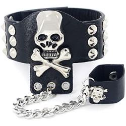 MIXIA Vintage Gothic Leather Snake Animal Finger Adjustable Ring Set Steampunk Skull Wolf Head Charm Hand Chain Harness Slave Bracelets Bangle