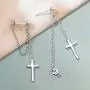 Cross Dangle Drop Earrings 925 Sterling Silver Chain Dropping for Women Men Punk Ball Studs Hypoallergenic Jewelry