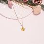 BONALUNA Pressed Flower Circle Frame Pendant with Yellow Gold Plated Necklace
