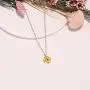 BONALUNA Pressed Flower Circle Frame Pendant with Yellow Gold Plated Necklace