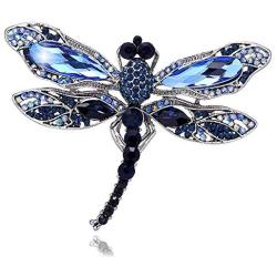 ETHOON Dragonfly Brooch Rhinestone Crystal Brooch Animals Pin for Women Jewelry Outfits Decoration Blue