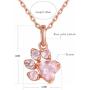 Ztuo Rose Gold Tone Pink Rhinestone Paw Print Pendant Necklace Earrings Jewelry Set for Dog Lovers