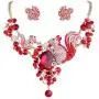 EVER FAITH Gold-Tone Squirrel Family Necklace Earrings Set with Red Austrian Crystal EVER FAITH Gold-Tone Squirrel Family Necklace Earrings Set with Red Austrian Crystal