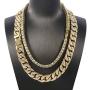 Mens 18K Gold Plated 5MM 12MM/14MM CZ Fully Iced Out Cuban Miami Chain Necklace Set