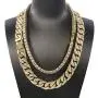 Mens 18K Gold Plated 5MM 12MM/14MM CZ Fully Iced Out Cuban Miami Chain Necklace Set Mens 18K Gold Plated 5MM 12MM/14MM CZ Fully Iced Out Cuban Miami Chain Necklace Set