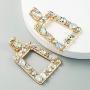 Hollow Geometric Crystal Statement Drop Earrings Bohemian Metal Colorful Crystal Design Dangle Earring for Women Girl Gold Fashion Jewelry